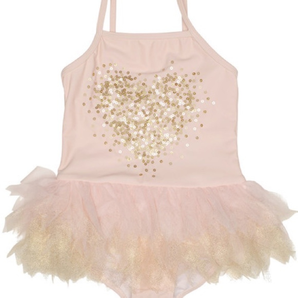 Kate Mack Blush and Gold Sequin Heart Tutu Costume